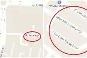10 Nama jalan di Google Maps ini lucunya bikin jomblo baper