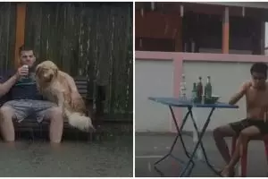 7 Aksi nyeleneh warganet saat hujan, ada yang jadi Avatar