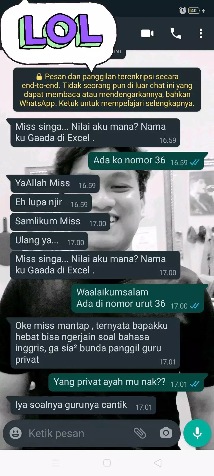 Chat lucu murid belajar online Twitter