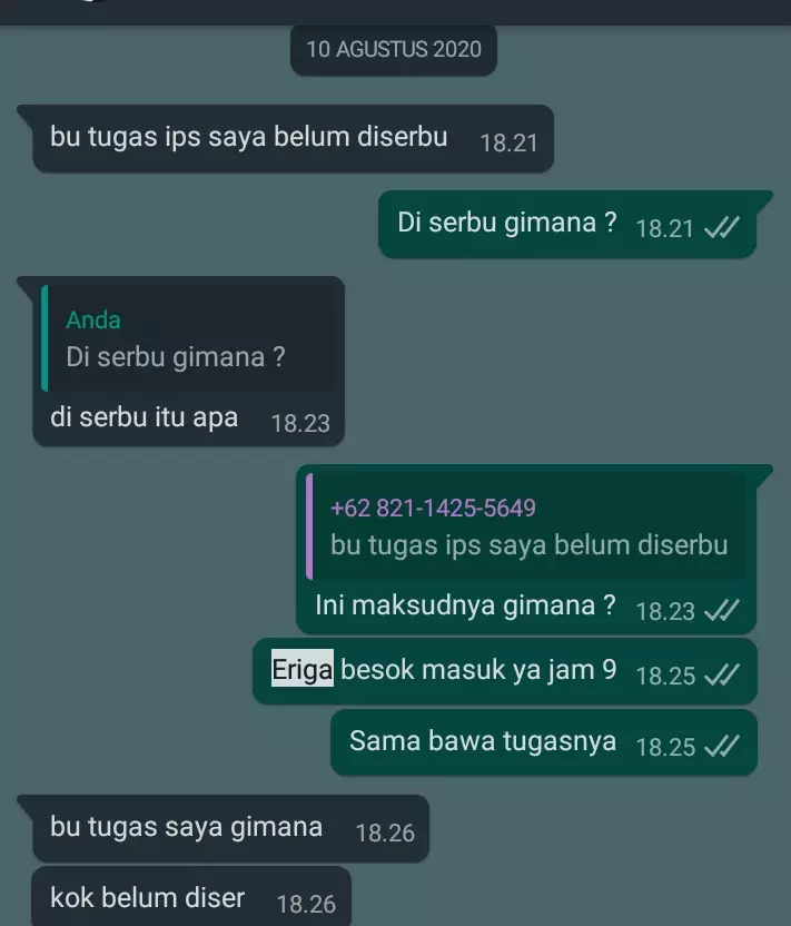 Chat lucu murid belajar online Twitter