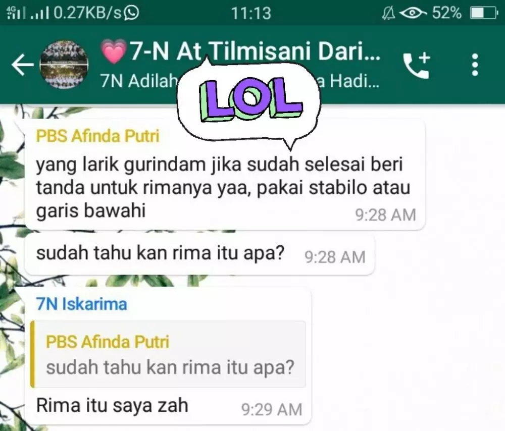 Chat lucu murid belajar online Twitter