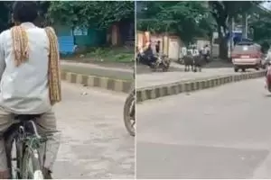 Perjuangan ayah bersepeda 105 km antar anak ke sekolah ini bikin haru