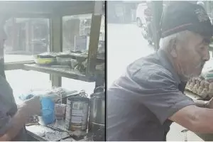 Kisah sedih kakek penderita stroke jual martabak demi istri yang sakit