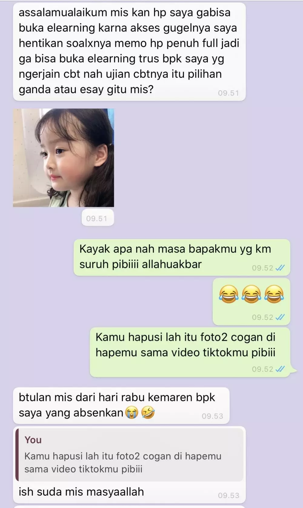 chat murid dan guru B.Inggris Twitter