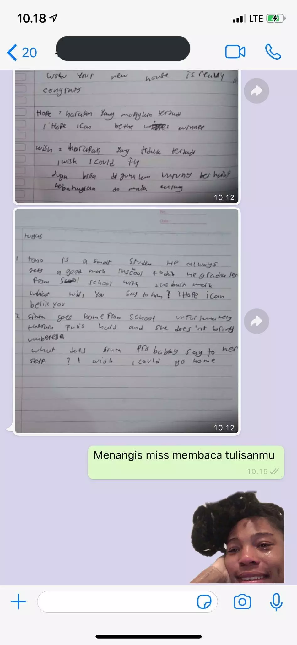 chat murid dan guru B.Inggris Twitter