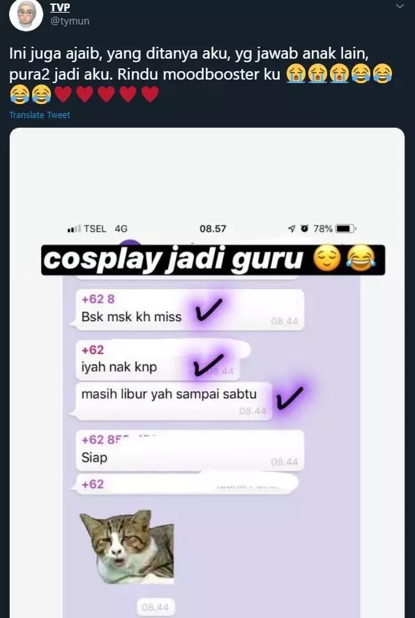 chat murid dan guru B.Inggris Twitter