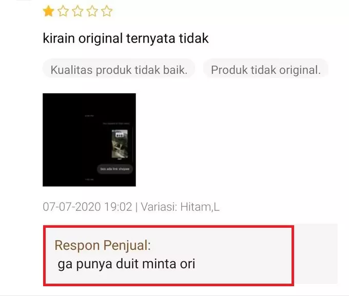 Balasan di review bintang 1 Twitter