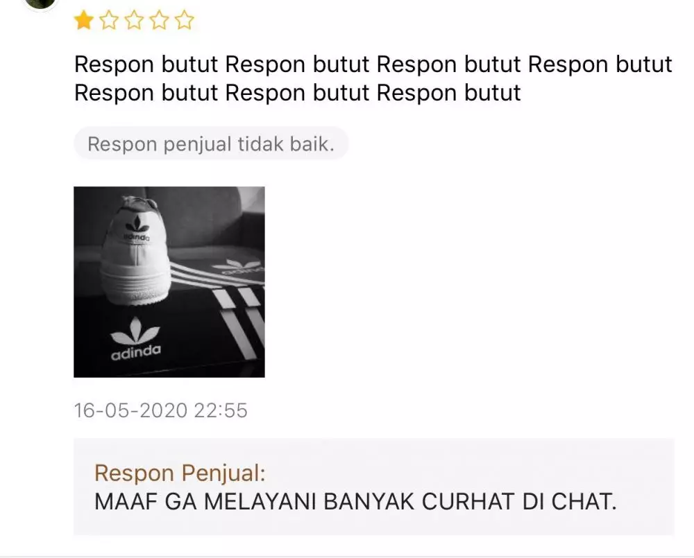 Balasan di review bintang 1 Twitter