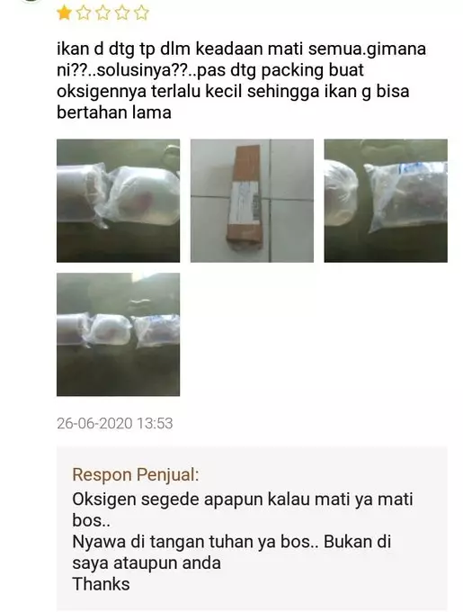 Balasan di review bintang 1 Twitter