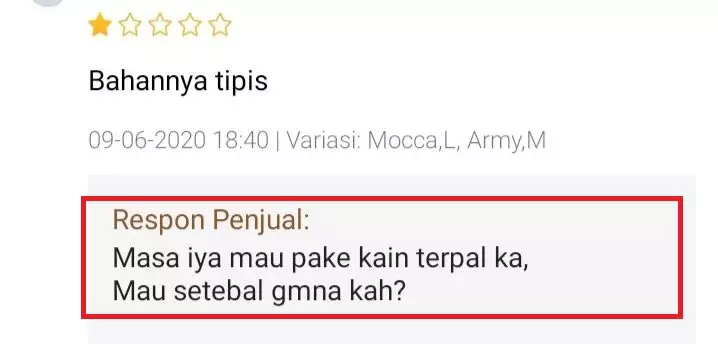 Balasan di review bintang 1 Twitter