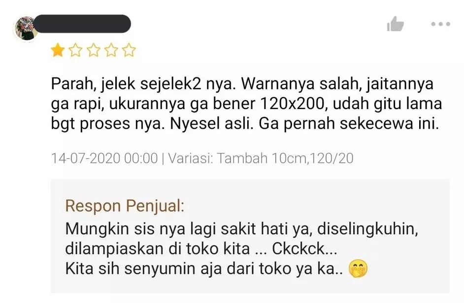 Balasan di review bintang 1 Twitter