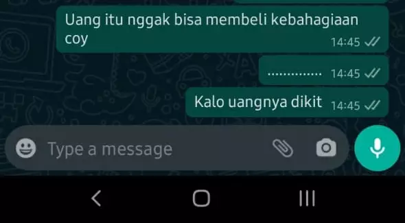 Chat motivasi dari teman Instagram