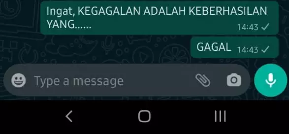 Chat motivasi dari teman Instagram