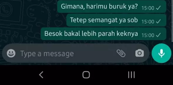 Chat motivasi dari teman Instagram