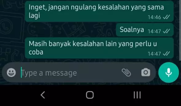 Chat motivasi dari teman Instagram