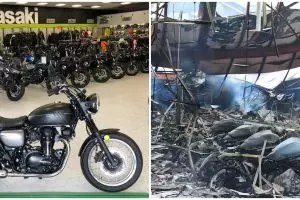 8 Potret sebelum dan sesudah kebakaran dealer Kawasaki