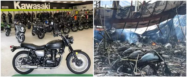 8 Potret sebelum dan sesudah kebakaran dealer Kawasaki