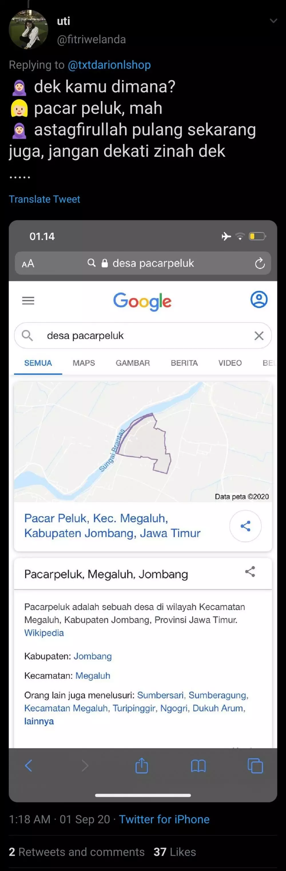 nama kota unik Twitter