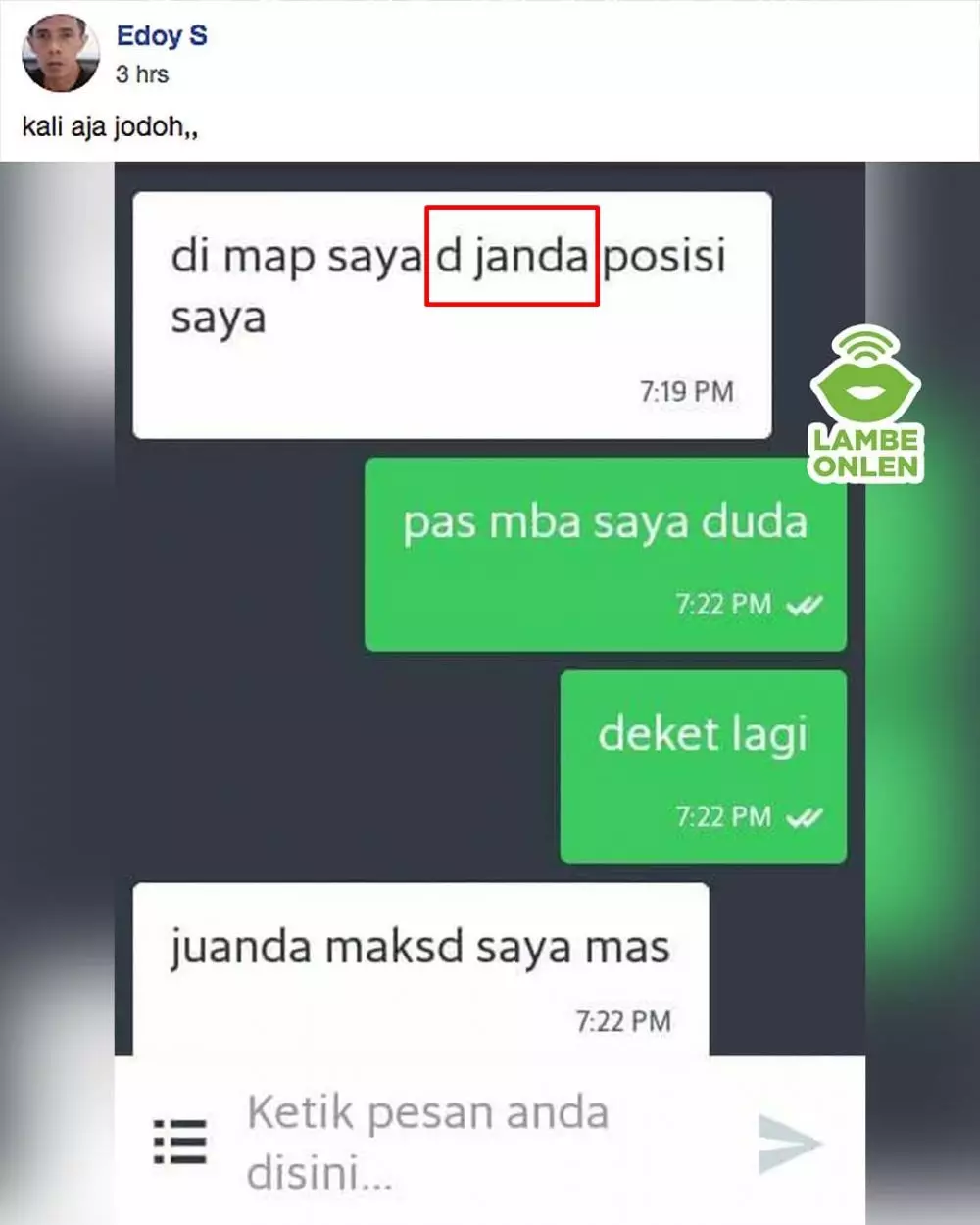 Chat typo lokasi penjemputan ojol Instagram