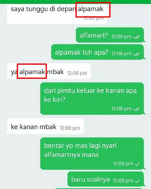 Chat typo lokasi penjemputan ojol Instagram