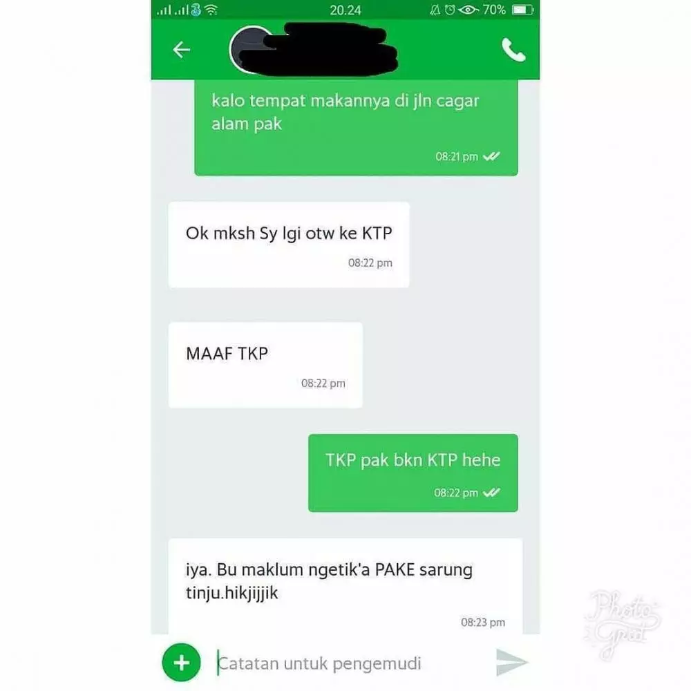 Chat typo lokasi penjemputan ojol Instagram