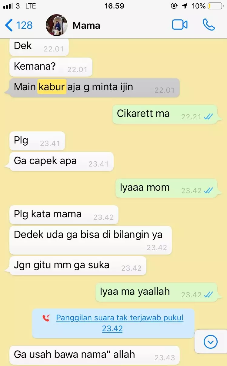 Chat emak suruh anaknya pulang Twitter