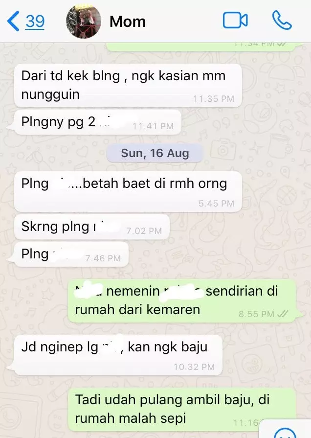 Chat emak suruh anaknya pulang Twitter