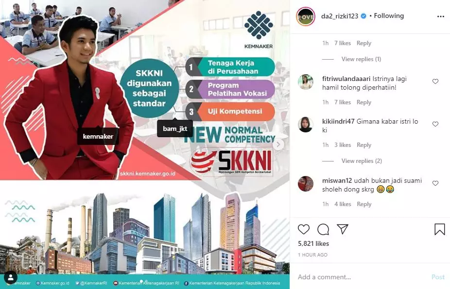 Unggahan terakhir Rizki jadi sorotan Instagram