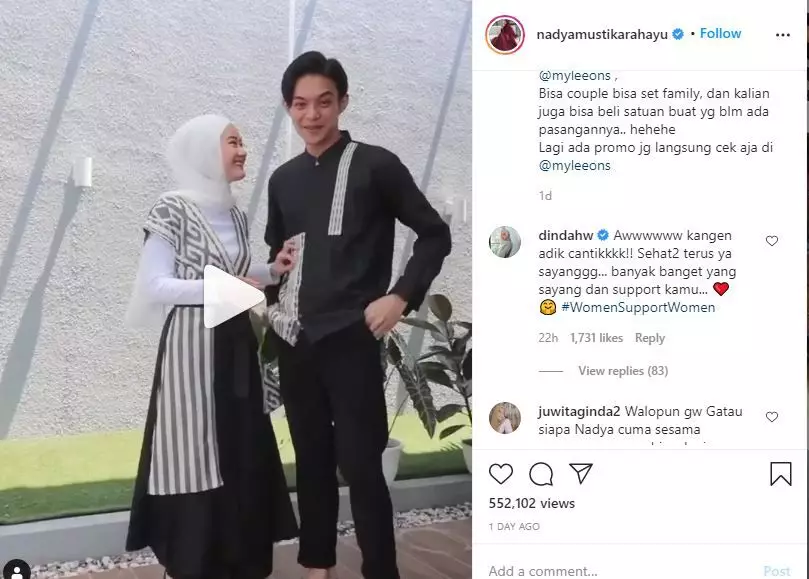 Dinda Hauw dukung Nadya © 2020 brilio.net Instagram Dinda Hauw dukung Nadya © 2020 brilio.net Instagram