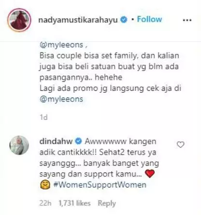 Dinda Hauw dukung Nadya © 2020 brilio.net Instagram Dinda Hauw dukung Nadya © 2020 brilio.net Instagram