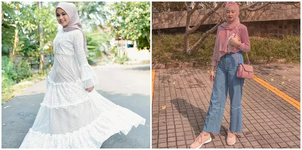 beda gaya fashion hijab putri & shania Instagram