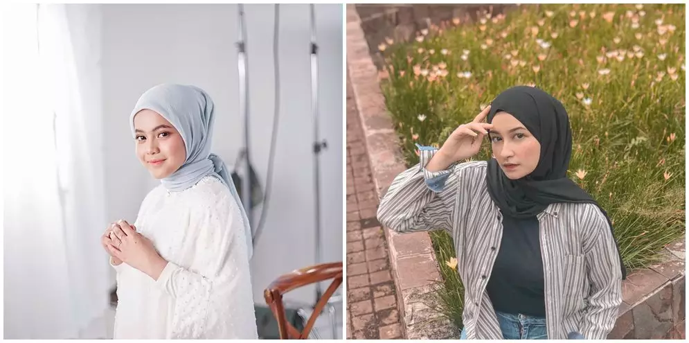 beda gaya fashion hijab putri & shania Instagram