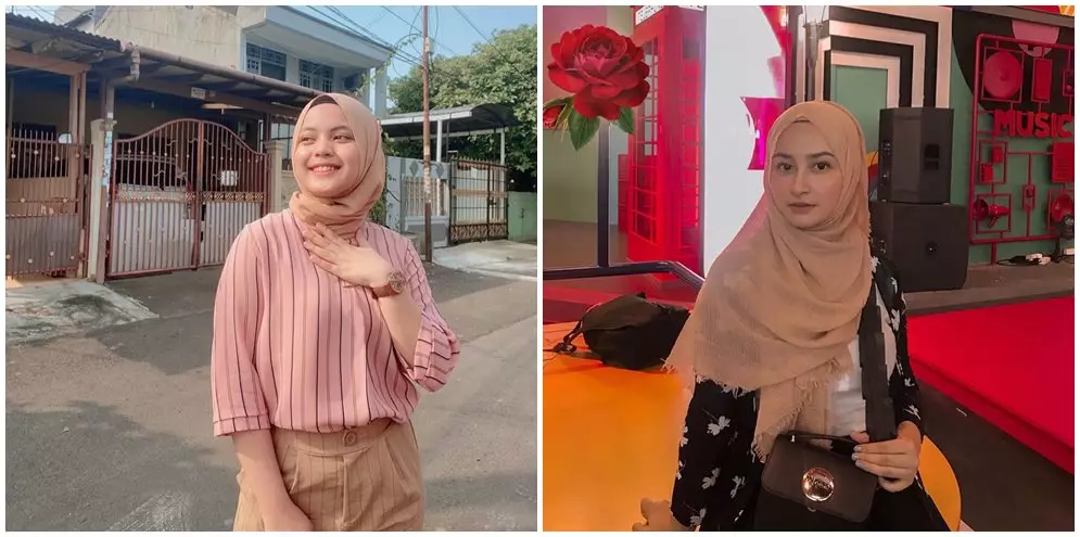 beda gaya fashion hijab putri & shania Instagram