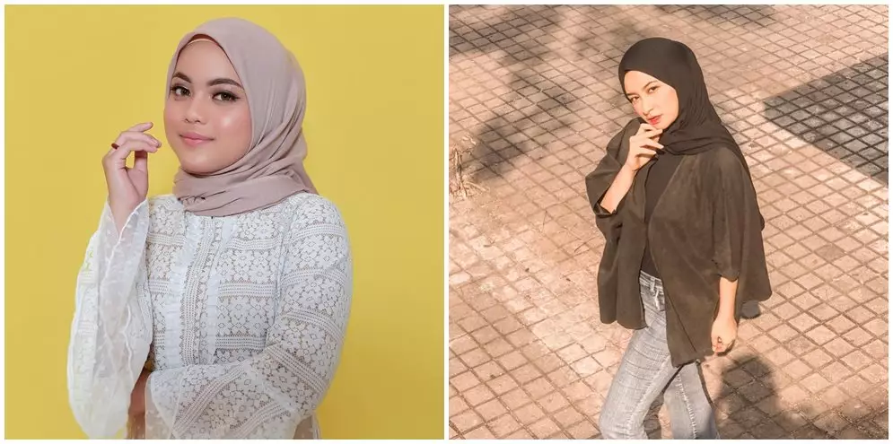 beda gaya fashion hijab putri & shania Instagram