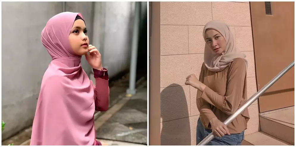 beda gaya fashion hijab putri & shania Instagram