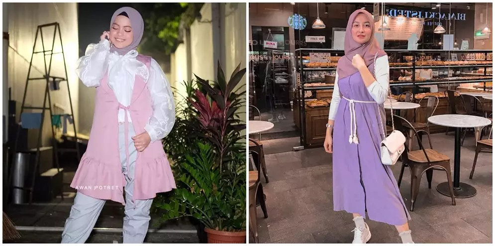beda gaya fashion hijab putri & shania Instagram