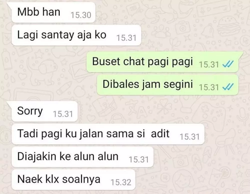 chat lucu cuma dicuekin © 2020 instagram.com