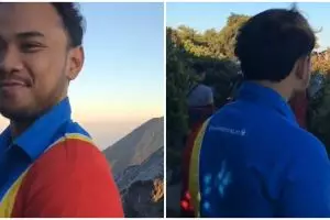 Aksi pria daki gunung pakai seragam minimarket ini bikin ngakak