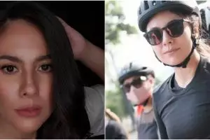  8 Pesona Wulan Guritno saat bersepeda, tetap stylish dan sporty