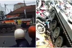 Viral tank TNI tabrak gerobak dan empat motor di Bandung Barat