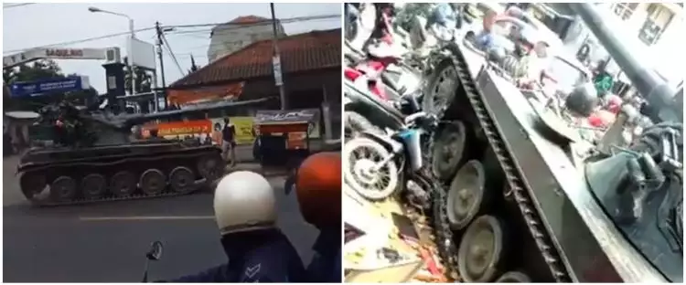 Viral tank TNI tabrak gerobak dan empat motor di Bandung Barat