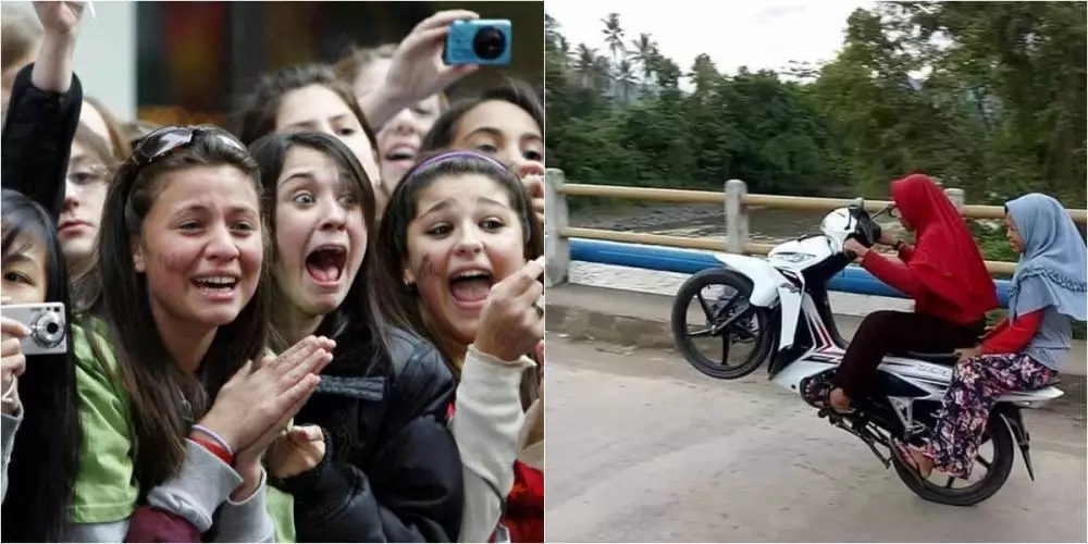 Editan penonton kagum atraksi pengendara Berbagai sumber