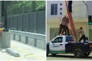 10 Potret nyeleneh orang naik tangga ini bikin heran