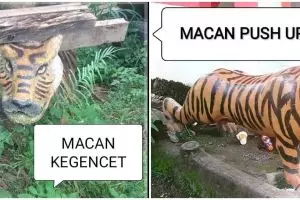 15 Patung macan absurd, bikin tepuk jidat