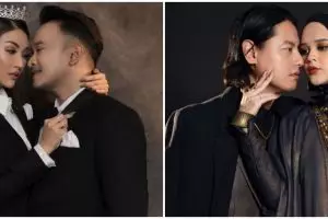 Gaya pemotretan 8 pasang seleb bertema hitam, tampil elegan