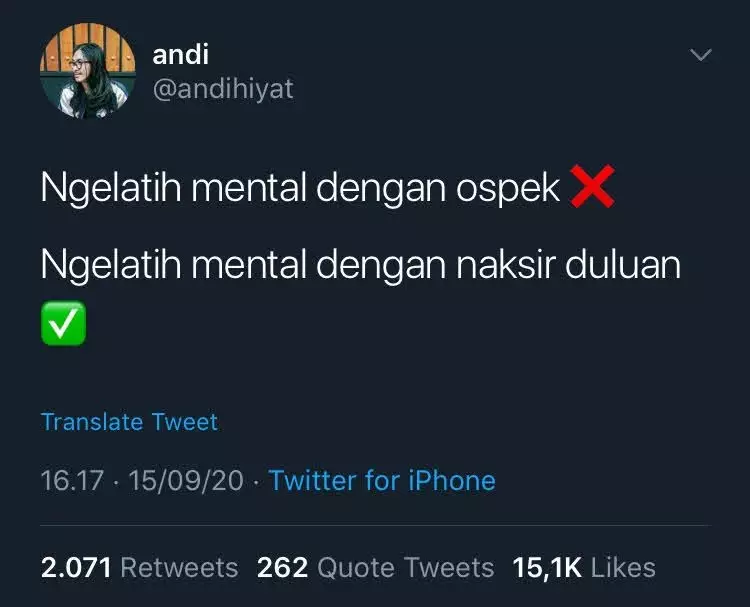 cuitan melatih mental Twitter