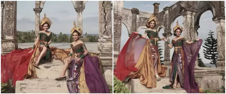 10 Potret Ashanty dan Aurel Hermansyah kenakan kebaya Bali, memesona
