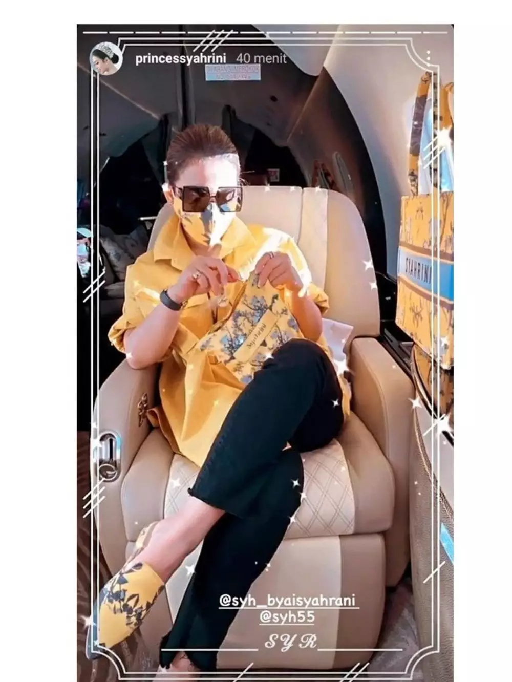 syahrini naik jet dan suami Instagram