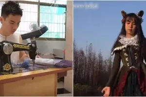 Kisah seorang pria di China jahit 100 gaun sendiri untuk sang anak