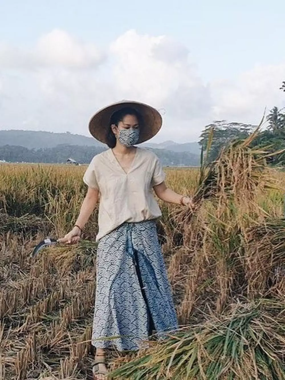 prisia panen di sawah Instagram